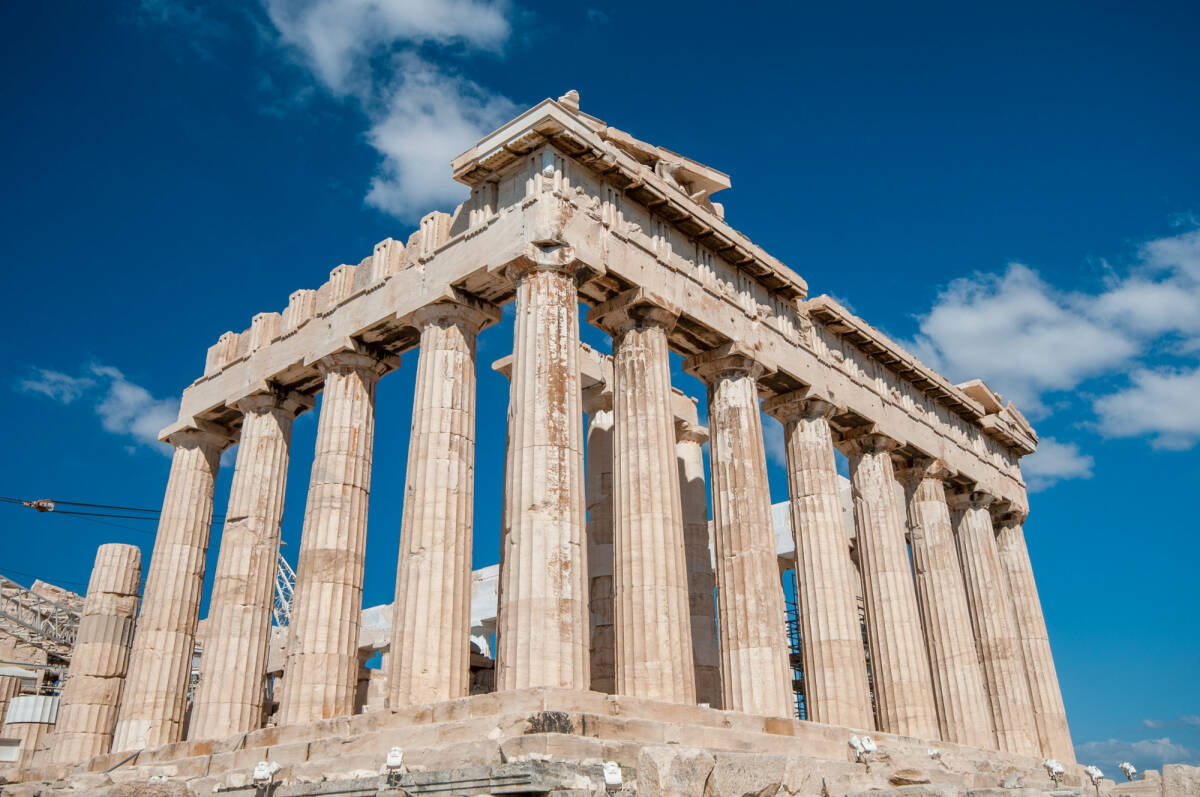 Temple at acropolis hill in Athens, Greece