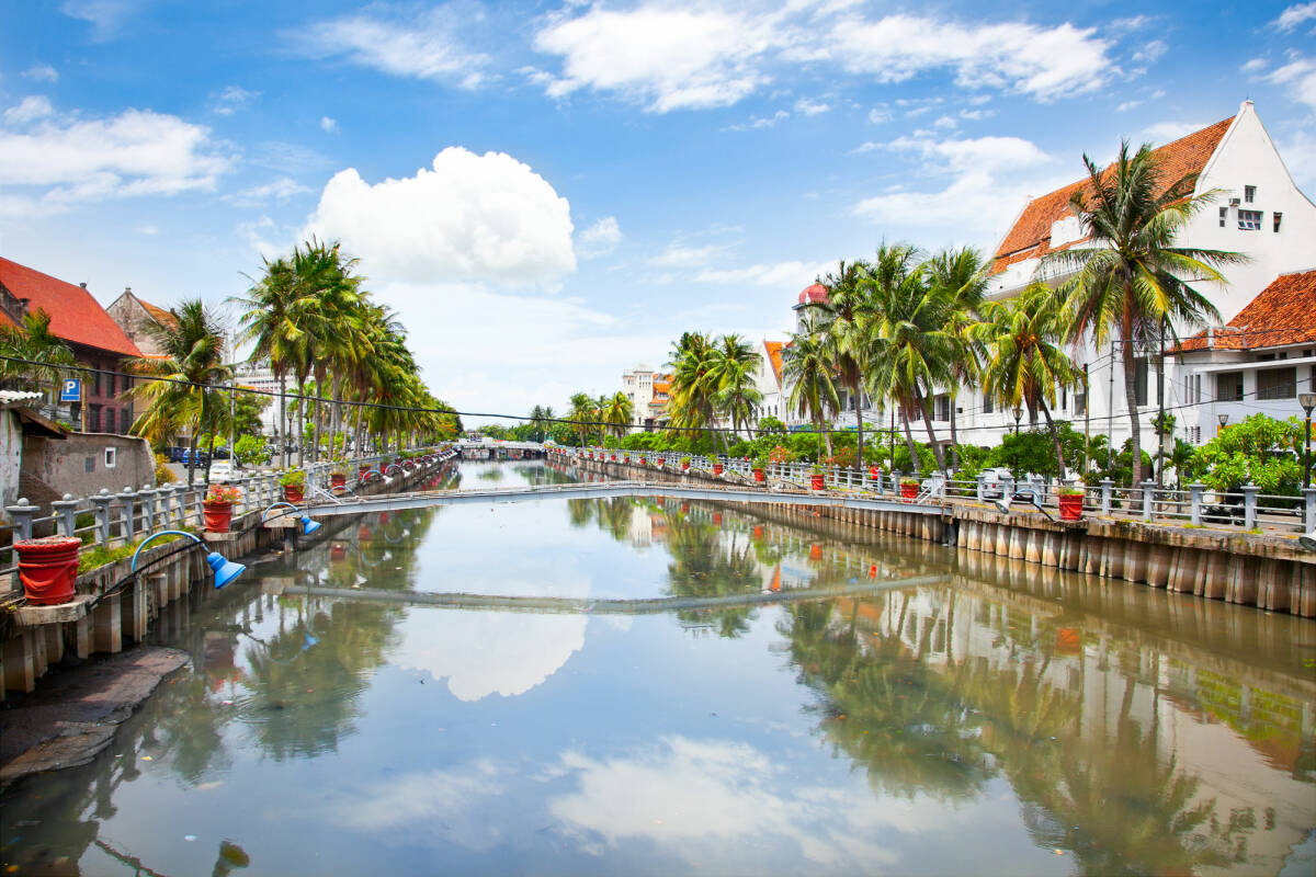 View Jakarta's old Town along the Smelly river in Java, Indonesia.