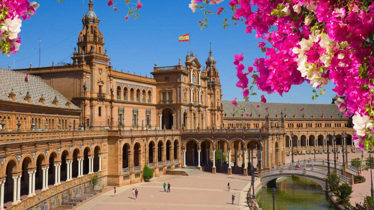 View of famous square of Spain in Sevilla, Andalusia, Spain.